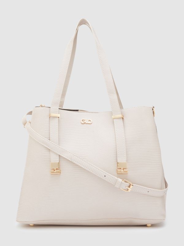 Globus Women Ivory Textured Casual Handheld Bag