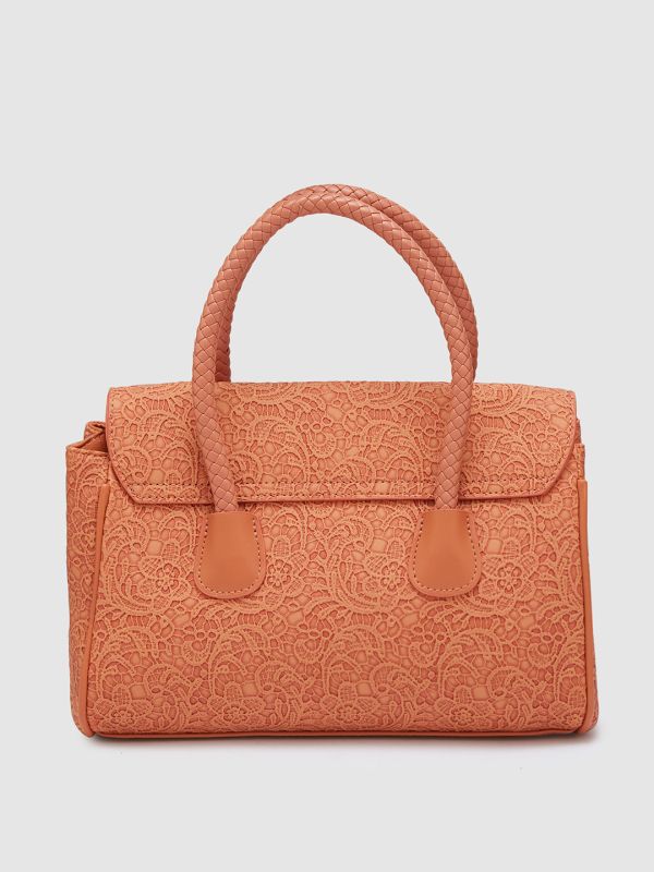 Globus Women Orange Textured Casual Handheld Bag