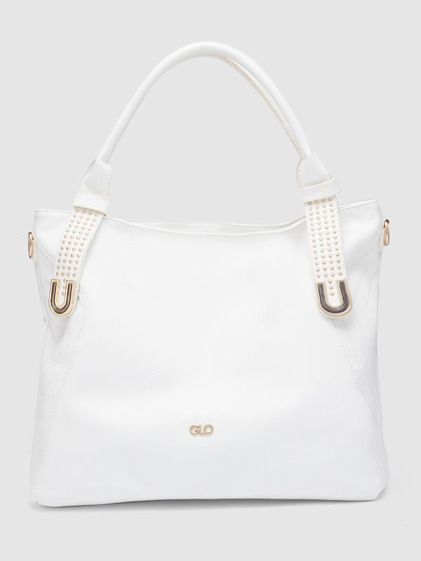 Globus Women White Solid Vegan Leather Hobo Bag