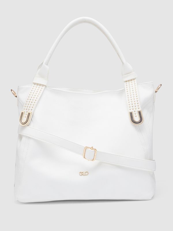 Globus Women White Solid Vegan Leather Hobo Bag