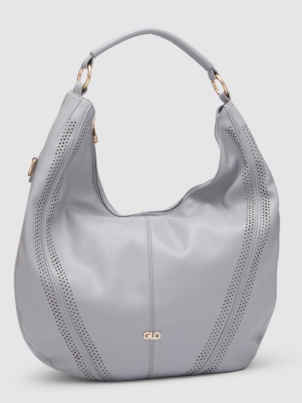 Globus Women Grey Solid Vegan Leather Hobo Bag