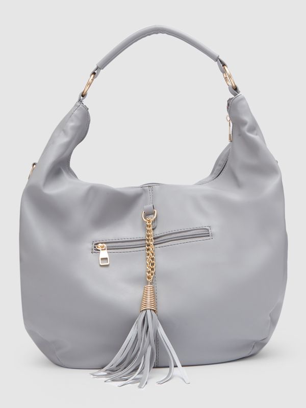 Globus Women Grey Solid Vegan Leather Hobo Bag