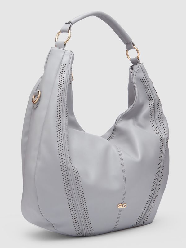 Globus Women Grey Solid Vegan Leather Hobo Bag