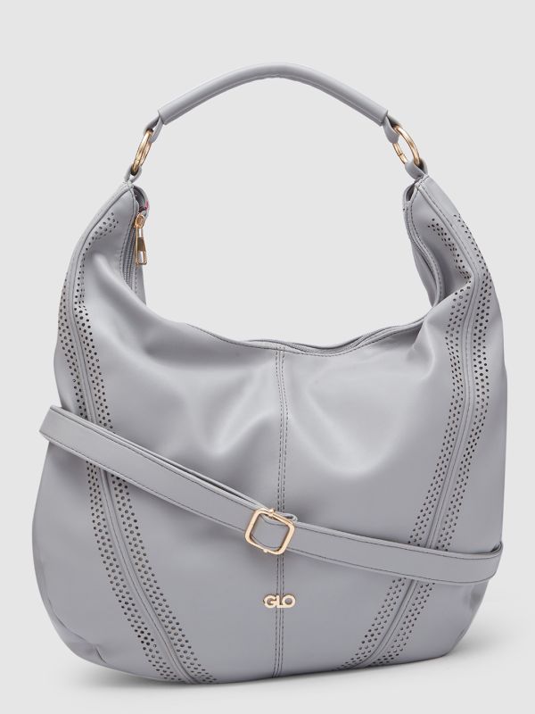 Globus Women Grey Solid Vegan Leather Hobo Bag