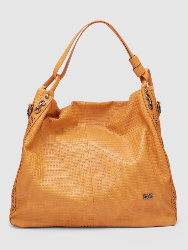 Globus Women Mustard Textured Vegan Leather Hobo Bag