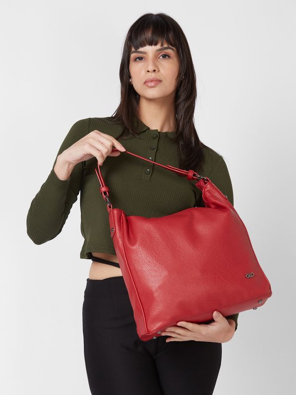 Globus Women Red Textured Vegan Leather Hobo Bag