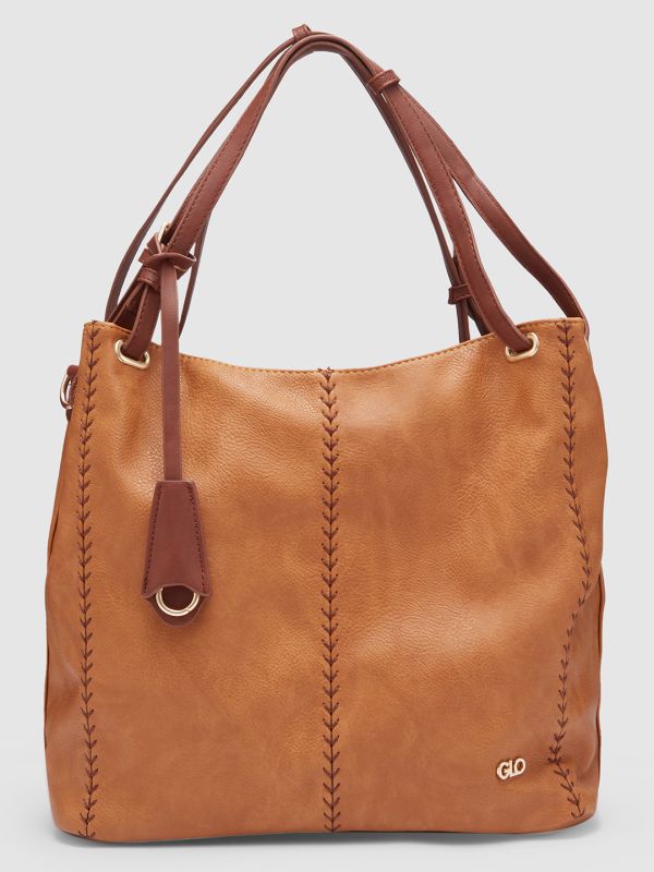 Globus Women Tan Textured Vegan Leather Hobo Bag