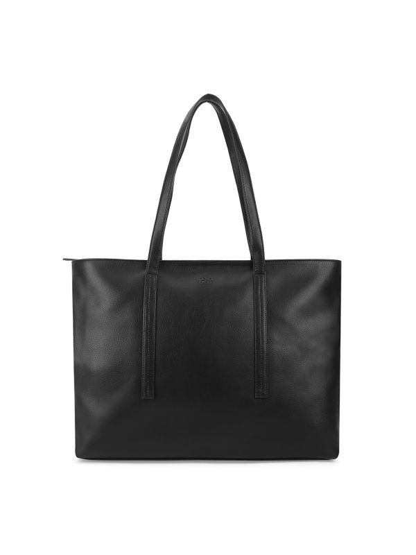 Globus Women Black Textured Double Handle Workwear Tote Bag