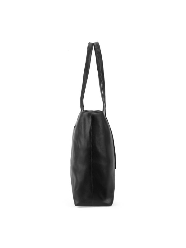 Globus Women Black Textured Double Handle Workwear Tote Bag