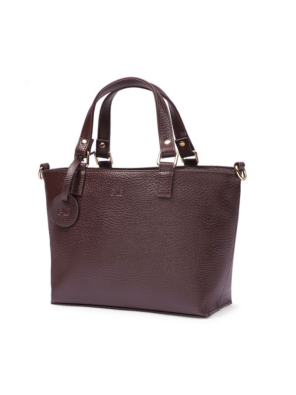 Globus Women Brown Vegan Leather Textured Tote Bag With Detachable Strap