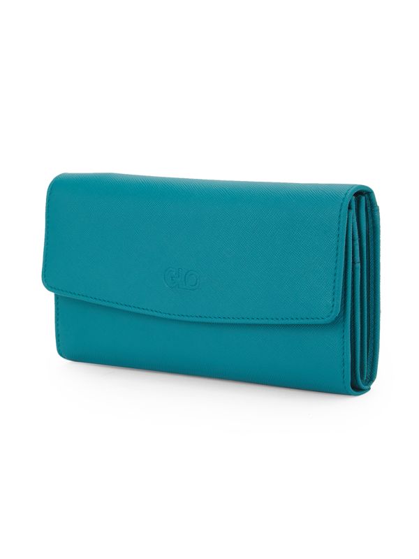 Globus Women Emerald Green Vegan Leather Textured Envelope Wallet With Multiple Card Slots