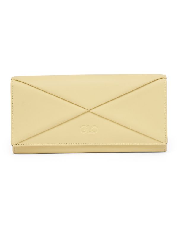 Globus Women Yellow Vegan Leather Textured Envelope Wallet With Zip Coin Pocket