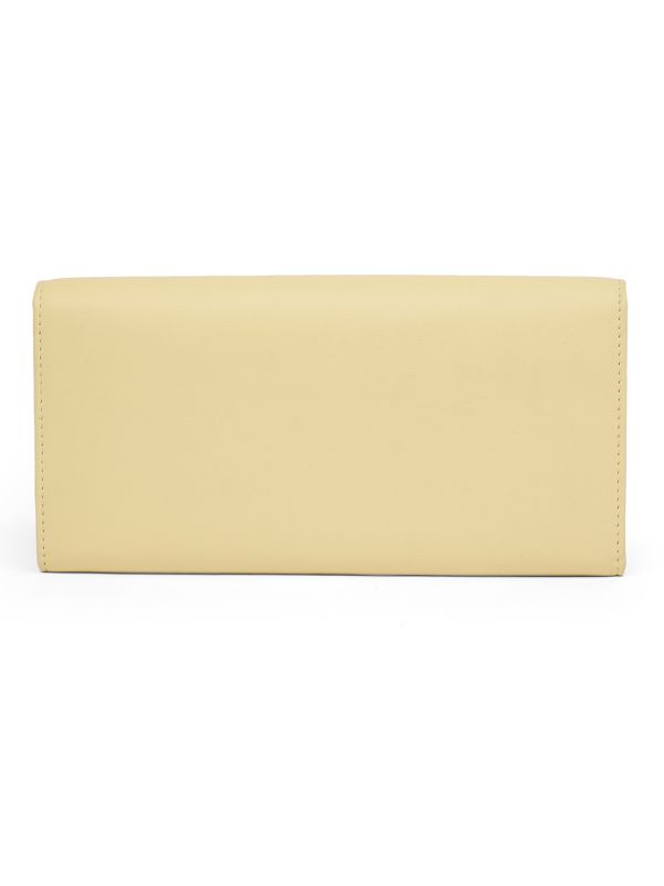 Globus Women Yellow Vegan Leather Textured Envelope Wallet With Zip Coin Pocket