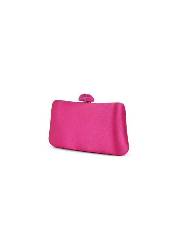 Globus Women Pink Shiny Rectangular Party Clutch With Detachable Chain Strap