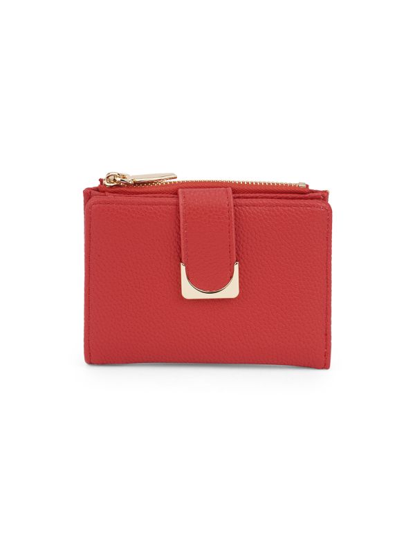 Globus Women Red Textured Bi-Fold Wallet With Zip Coin Pocket