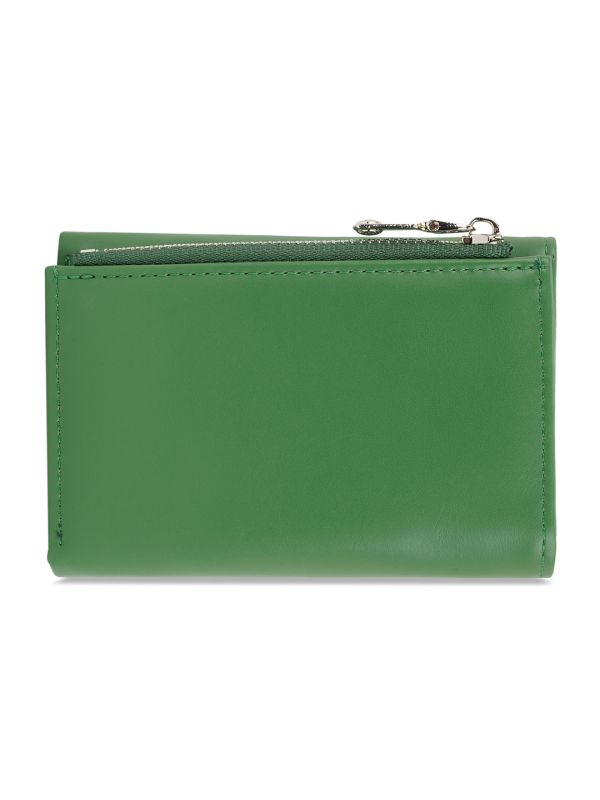 Globus Women Green Textured Tri-Fold Wallet With Zip Coin Pocket