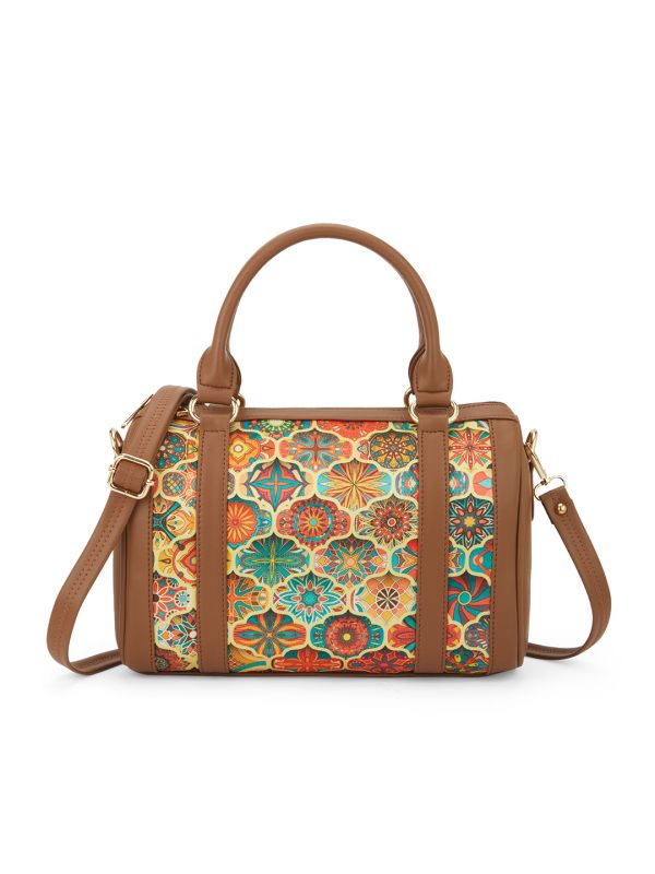 Globus Women Multi Yellow Floral Ethnic Motifs Printed Handheld Bag With Detachable Strap