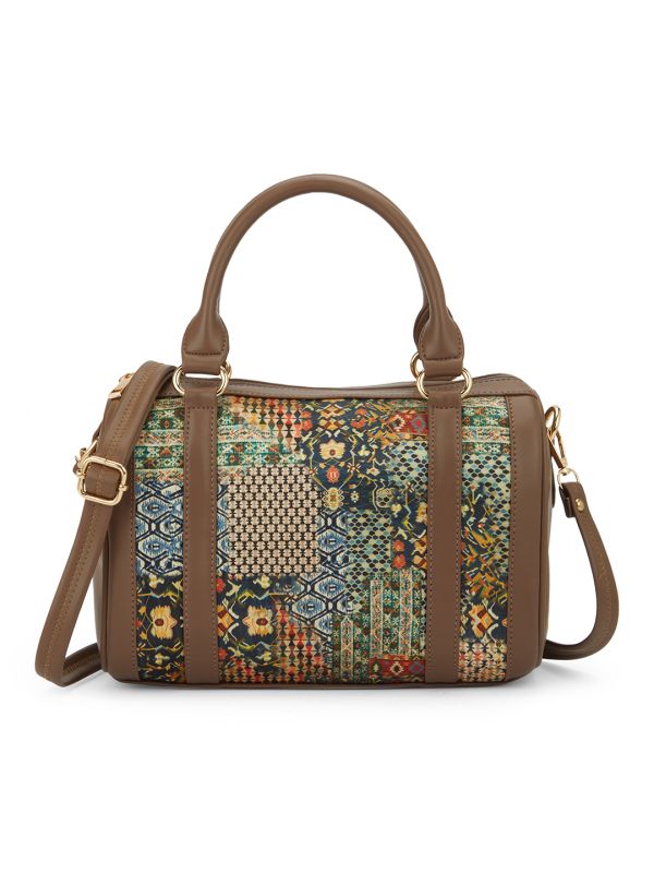 Globus Women Multi Green Ethnic Motifs Printed Handheld Bag With Detachable Strap