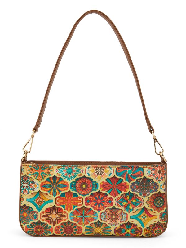 Globus Women Multi Yellow Floral Ethnic Motifs Printed Small Shoulder Bag