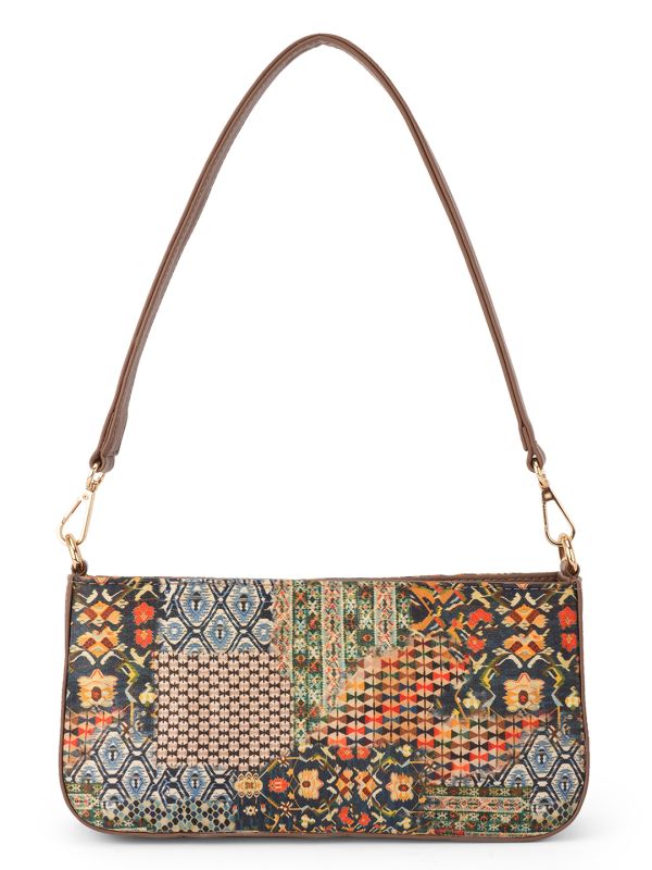 Globus Women Multi Green Ethnic Motifs Printed Small Shoulder Bag