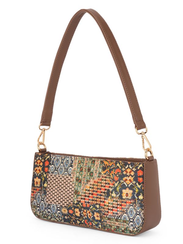 Globus Women Multi Green Ethnic Motifs Printed Small Shoulder Bag