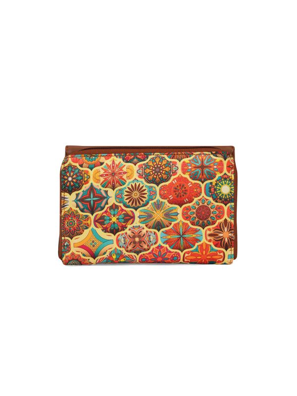 Globus Women Multi Yellow Ethnic Motifs Printed Envelope Wallet With Wrist Strap