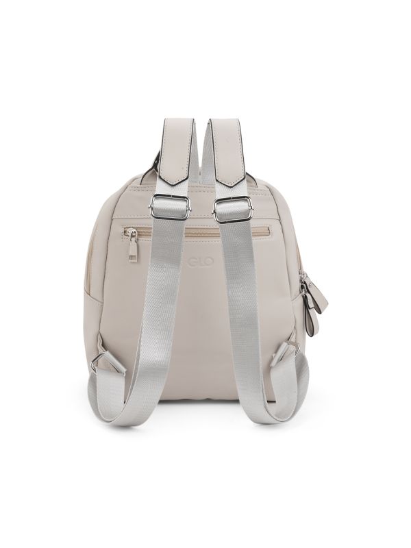 Globus Women Off White Quilted Detail Side Pockets & Yoke Style Strap Medium Backpack