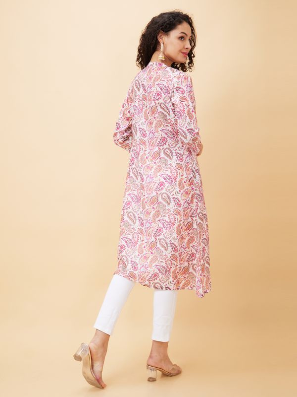 Globus Women Multi Printed Mandarin Collar A-Line Kurta