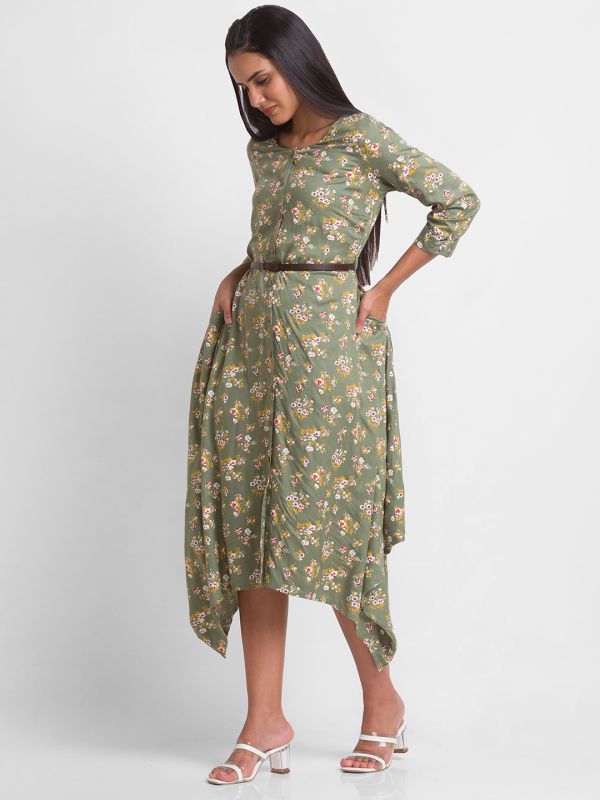 Globus Olive Printed Dress