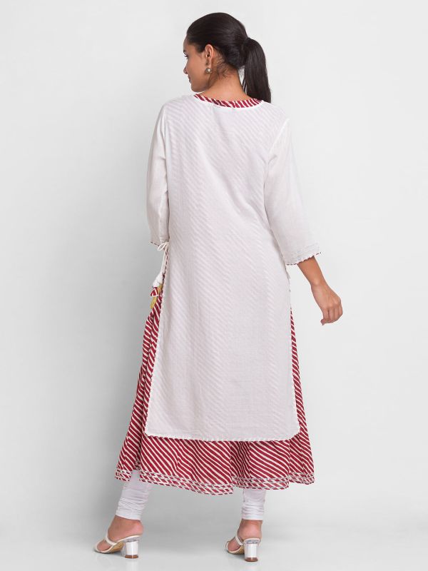 Globus Off White Embroidered Kurta