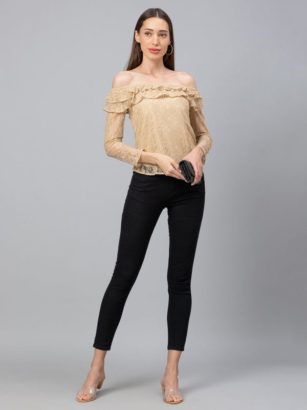 Globus Beige Self Design Top