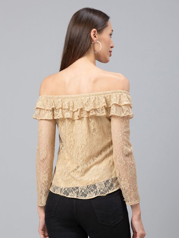 Globus Beige Self Design Top