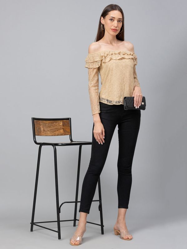 Globus Beige Self Design Top