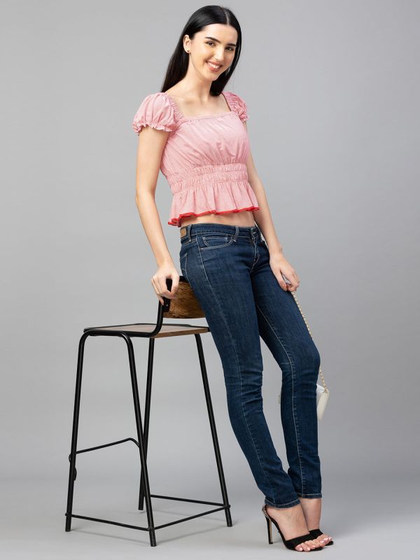 Globus Pink Striped Crop Top