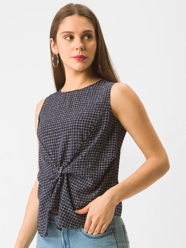 Globus Navy Checked Top