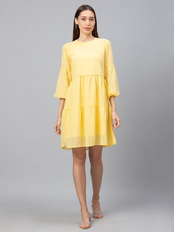 Globus Yellow Solid Dress