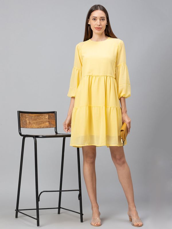 Globus Yellow Solid Dress