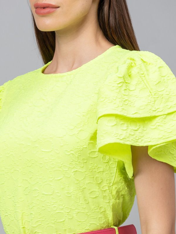 Globus Neon Yellow Self Design Dress