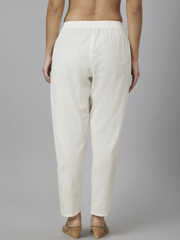 Globus Women Off White Straight Fit Trouser