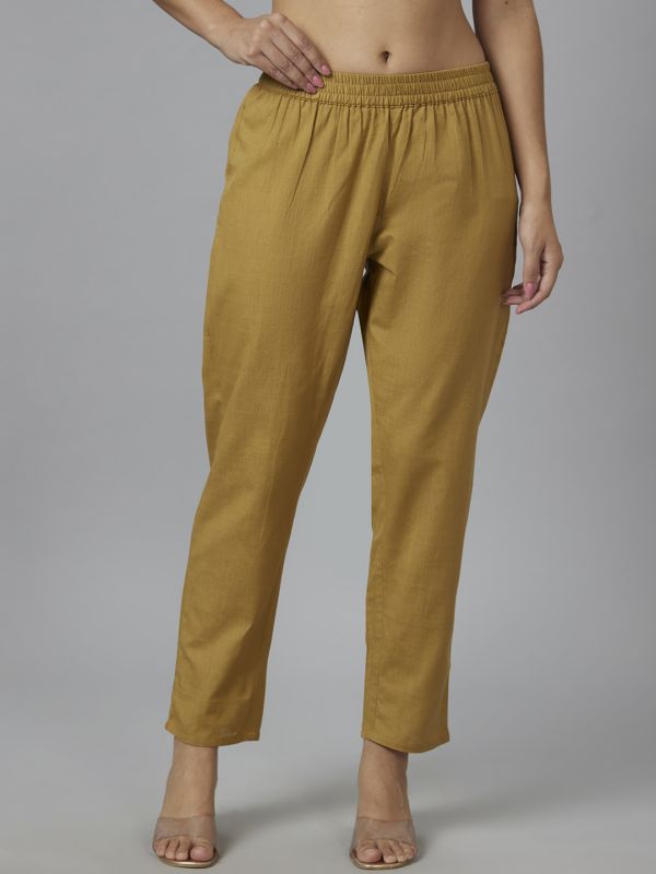 Globus Women Gold Straight Fit Trouser