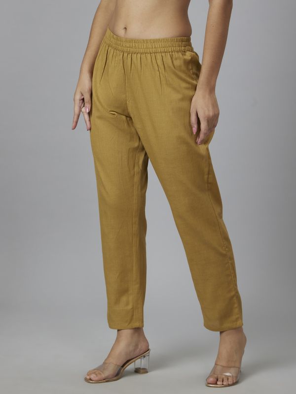 Globus Women Gold Straight Fit Trouser