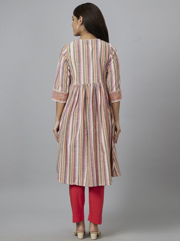 Globus Women Multi Striped A-Line Kurta