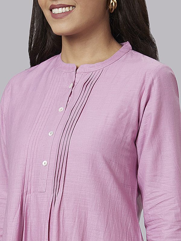 Globus Women Pink Solid Straight Kurta