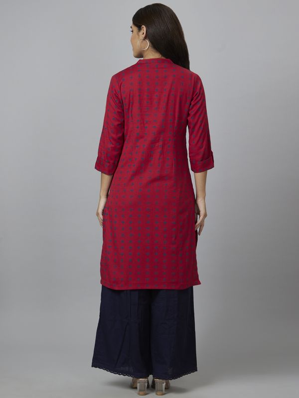 Globus Women Red Printed Straight Kurta