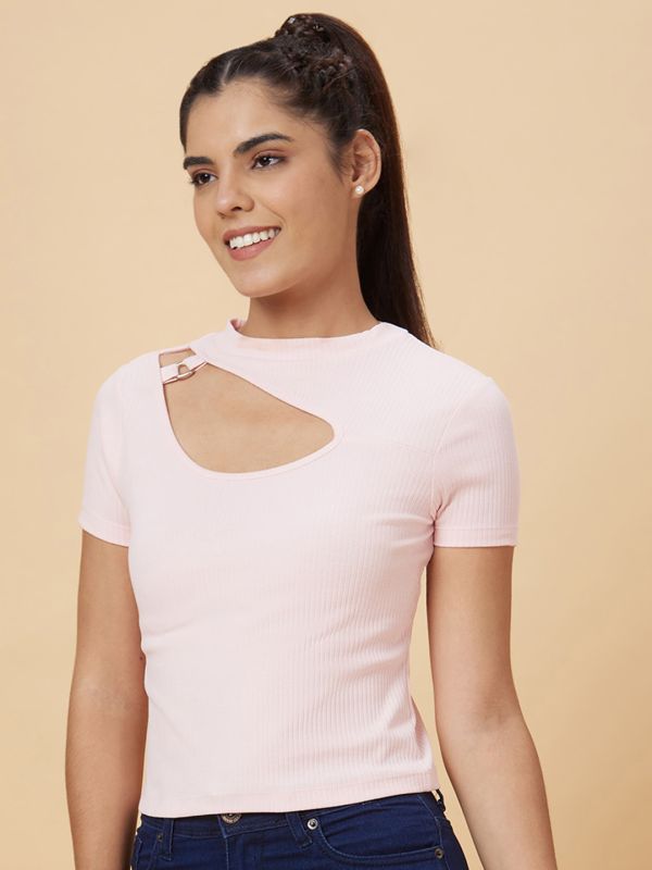 Globus Women Pink Solid Cotton Top