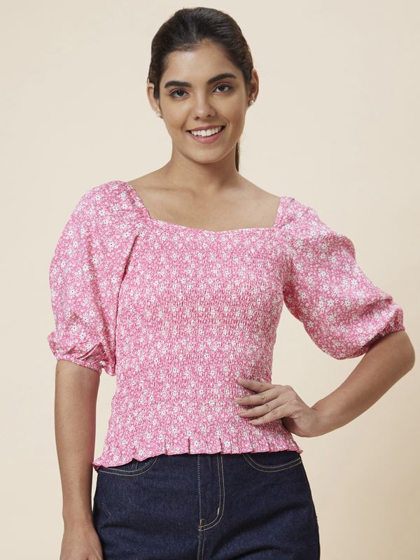 Globus Women Pink Printed Viscose Top