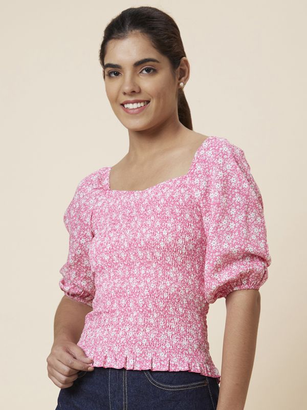 Globus Women Pink Printed Viscose Top