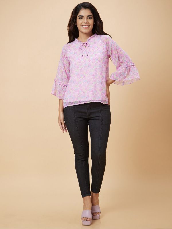 Globus Women Lavender Printed Polyester Top