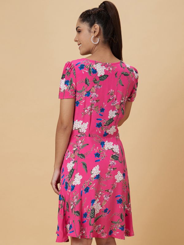 Globus Women Pink Printed A-Line Dress