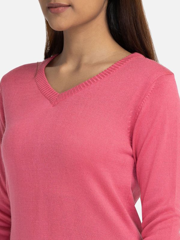 Globus Pink Solid Pullover Sweater